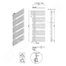 Sapho Volga - Corps de chauffe 500x1238 mm, 311 W, inox brossé NR512