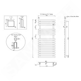 Sapho Truva - Corps de chauffe 500x1200 mm, 400 W, inox brossé NR312