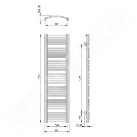 Sapho Egeon - Corps de chauffe 595x1742 mm, 1057 W, argent EG617SS