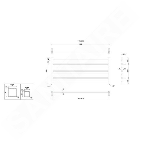 Sapho Metro - Corps de chauffe 1000x450 mm, 295 W, chrome 0411-10