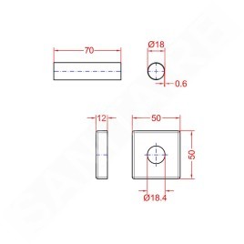 Sapho Accessoires - Rosace de couverture de forme carrée, inox brossé CP812