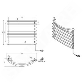Aqualine Chauffage - Porte-serviettes électrique, 570x465 mm, gris aluminium/métallique SU210A