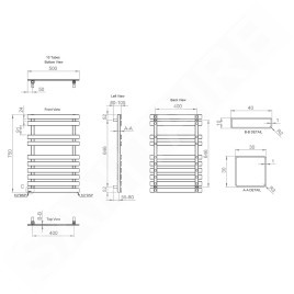Sapho Truva - Corps de chauffe 500x750 mm, 247 W, inox brossé NR311