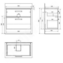Aqualine Vega - Meuble lavabo 820x676x436 mm, chêne platine VG883