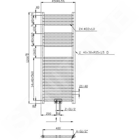 Novaservis Radiateurs - Elément chauffant droit 450 mm, chromé 450/1200/RS,0
