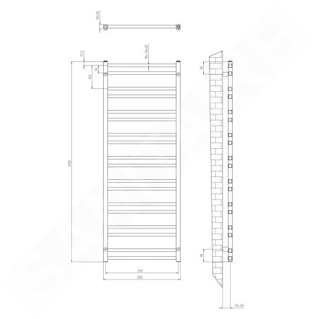 Sapho Metro Dos - Corps de chauffe, 550x1430 mm, 476 W, chrome IR430R