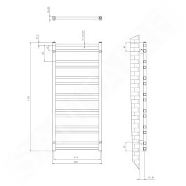 Sapho Metro Dos - Corps de chauffe, 500x1100 mm, 343 W, chrome IR432R