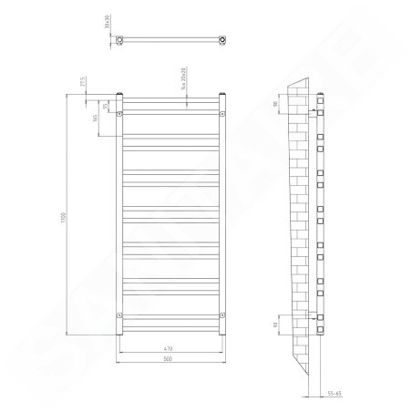 Sapho Metro Dos - Corps de chauffe, 500x1100 mm, 343 W, chrome IR432R