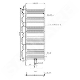Novaservis Radiateurs - Elément chauffant droit 1600 mm, noir mat 600/1600/RS,5