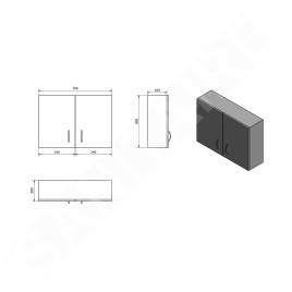 Aqualine Keramia Fresh - Armoire supérieure 700x500x200 mm, blanc 52362