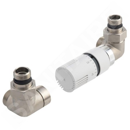 Aqualine Accessoires - Kit de raccordement ECO thermostatique, droit, nickel/blanc CP9912RS