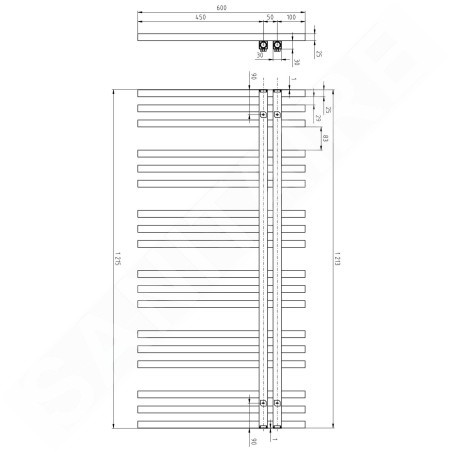 Sapho Sophina - Corps de chauffe 122x60 cm, blanc IR701W