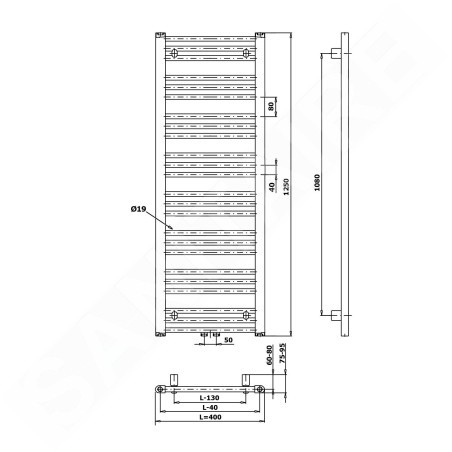 Bruckner Albrecht - Sèche-serviette 400x1250 mm, 437 W, noir 600.112.6