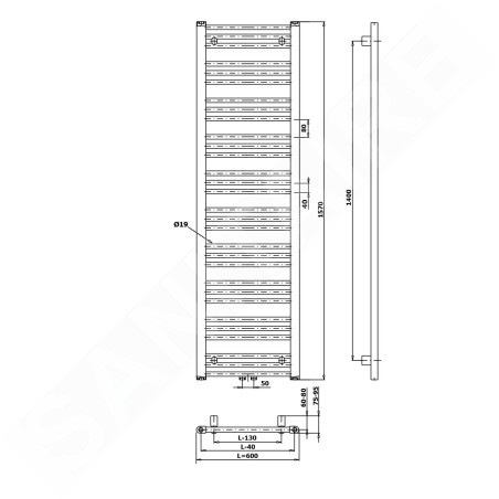 Bruckner Albrecht - Sèche-serviette 600x1570 mm, 765 W, noir 600.118.6