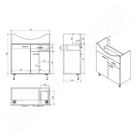Aqualine Zoja - Meuble lavabo 715x740x343 mm, blanc 51075A