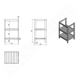 Aqualine Etide - Meuble lavabo 515x850x440 mm, blanc ET505