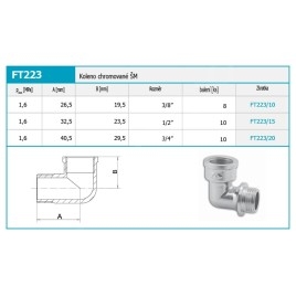 Novaservis Matériel de plomberie - Coude chromé ŠM 3/8" FT223/10