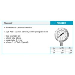Novaservis Matériel de plomberie - Manomètre 63 mm 1/4" radial, 0-10 bar M6310R