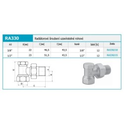 Novaservis Matériel de plomberie - Raccord de radiateur, fermeture d'angle 1/2" RA330/15