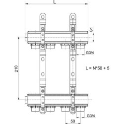 Novaservis Matériel de plomberie - Collecteur avec vis unilatérale G1", 5 circuits RPN05
