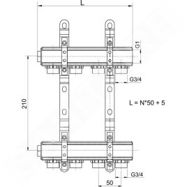 Novaservis Matériel de plomberie - Collecteur avec connexion à vis, simple face G1", 8 circuits RPN08