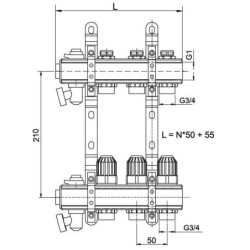 Novaservis Matériel de plomberie - Collecteur avec vannes de contrôle, thermostatiques et mécaniques, 4 circuits RZ04S