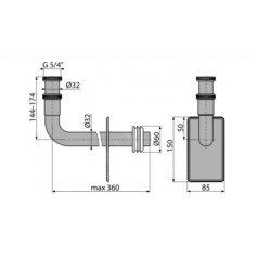 Alcadrain Accessoires - Coude métallique DN32, 5/4", métal A438