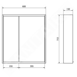 Sapho Batu - Armoire miroir avec éclairage LED, 600x710x150 mm, blanc 1141120