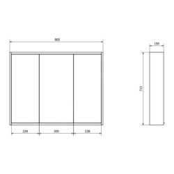Sapho Batu - Armoire miroir avec éclairage LED, 800x710x150 mm, blanc 1141131
