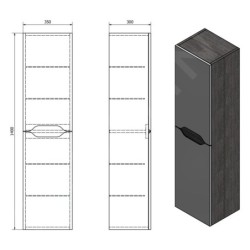 Sapho Wave - Armoire 350x1400x300 mm, 2 portes, blanc WA245-3030