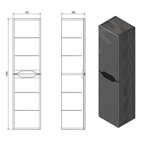 Sapho Wave - Armoire 350x1400x300 mm, 2 portes, blanc WA245-3030