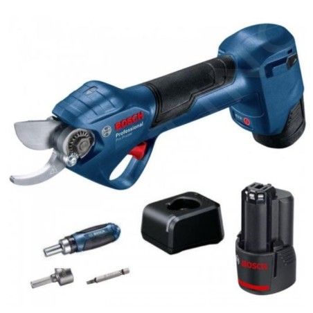 Bosch Outils de jardinage - Sécateur sans fil 12V, 2 batteries 3.0 Ah, chargeur 06019K1021