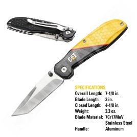 Caterpillar Outils - Couteau de poche pliant avec lame de type Tanto CT980047