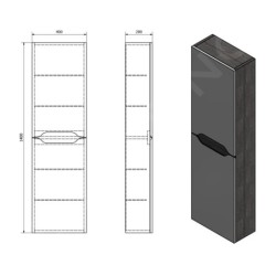 Sapho Wave - Armoire 400x1400x200 mm, 2 portes, blanc/chêne argenté WA250-3011