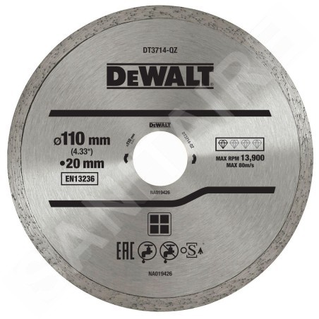 DeWALT Accessoires - Disque diamanté pour la coupe du carrelage 110x20 mm DT3714
