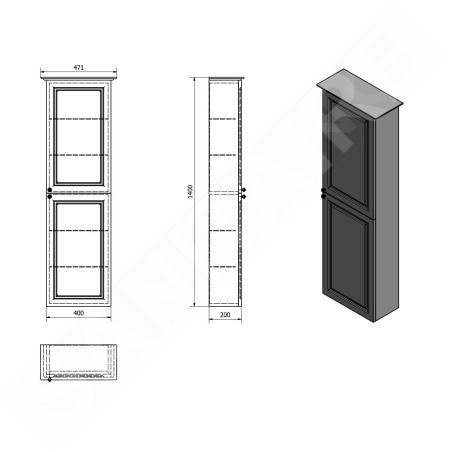Sapho Violeta - Armoire 400x1400x200 mm, droite, 2 portes, blanc VI175-3131