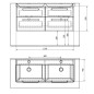Sapho Theia - Meuble double vasque 1160x500x442 mm, 4 tiroirs, blanc TH120-3030
