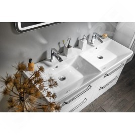 Sapho Theia - Meuble double vasque 1160x500x442 mm, 4 tiroirs, blanc TH120-3030