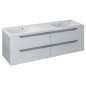Sapho Wave - Meuble double-lavabo 1500x500x480 mm, blanc/chêne argenté WA150-3011