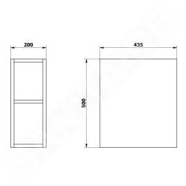 Sapho Odetta - Armoire inférieure 200x500x435 mm, blanc brillant DT200-3030