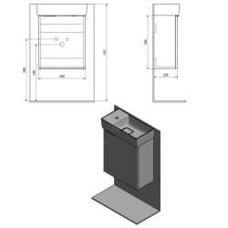 Sapho Latus - Meuble lavabo, 440x500x220 mm, blanc LT090-3030