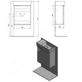 Sapho Latus - Meuble lavabo 440x500x220 mm, chêne Mocca LT090-1212
