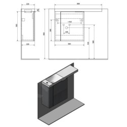 Sapho Latus - Meuble lavabo 500x500x220 mm, gauche, blanc LT615-3030