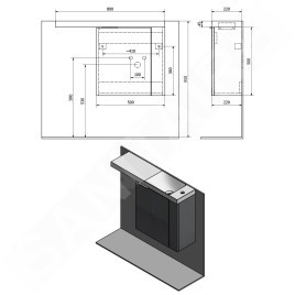 Sapho Latus - Meuble lavabo 500x500x220 mm, droite, blanc LT610-3030