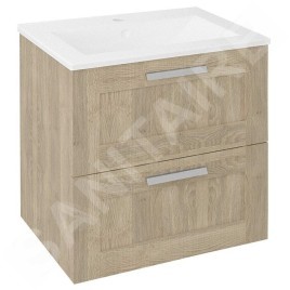 Sapho Amia - Meuble lavabo 590x600x450 mm, 2 tiroirs, chêne Texas AM060-2020