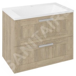 Sapho Amia - Meuble lavabo 745x600x450 mm, 2 tiroirs, chêne Texas AM075-2020