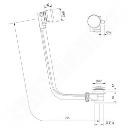 Polysan Accessoires - Garniture de vidage et de trop-plein pour baignoire, avec alimentation, longueur 775 mm, chrome 71685