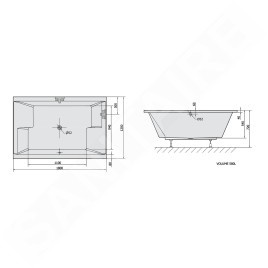 Polysan Baignoires - Baignoire DUPLA, 1800 x 1200 x 540 mm, avec construction, blanc 13711