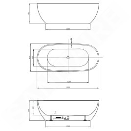 Aqualine Baignoires - Baignoire autoportante, 1800x800 mm, blanc E1880