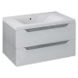 Sapho Wave - Meuble lavabo 800x450x480 mm, 2 tiroirs, blanc/chêne argenté WA080-3011